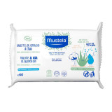 Mustela Organic Cotton Water Wipes organiskās kokvilnas mitrās salvetes ar ūdeni, 60 gab.