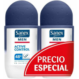 Sanex Men Active Control 48h dezodorants Roll On Duplo dezodorants vīriešiem, 2 x 50 ml