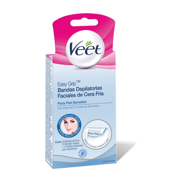 Veet Hair Removal Strips Sensitive Skin epilāciju sloksnes, 20 gab.