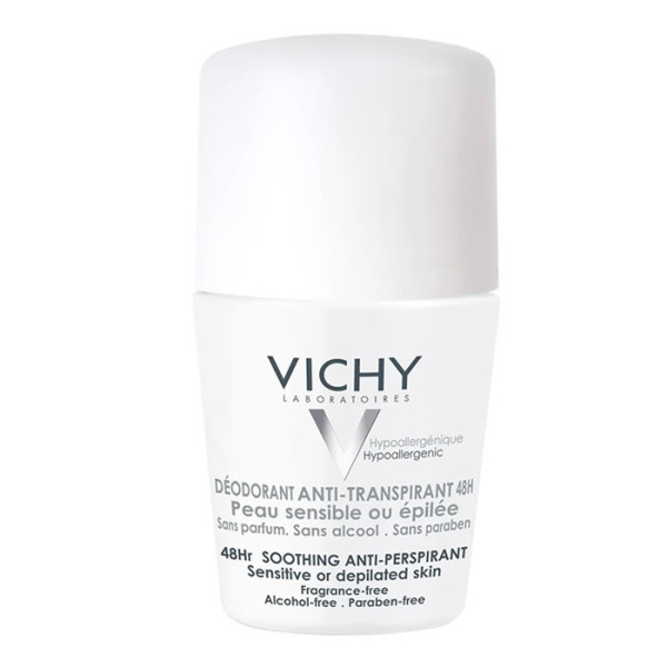 Vichy 48h Anti Perspirant dezodorants Roll On Roll-on dezodorants jutīgai un kairinātai ādai, 50 ml