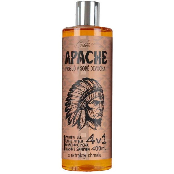 Bohemia Gifts APACHE - Vīriešu dušas želeja, šampūns, putas un ziepes 4 in 1, 400ml