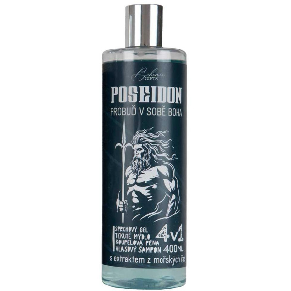 Bohemia Gifts POSEIDON - Vīriešu dušas želeja, šampūns, putas un ziepes 4 in 1, 400 ml