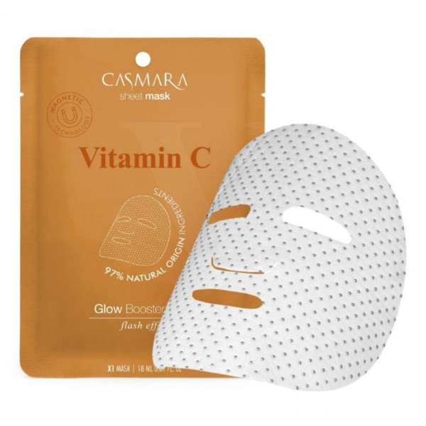 Casmara Glow Booster Sheet Mask C vitamīna mirdzoša sejas maska ar C vitamīnu un niacinamīdu