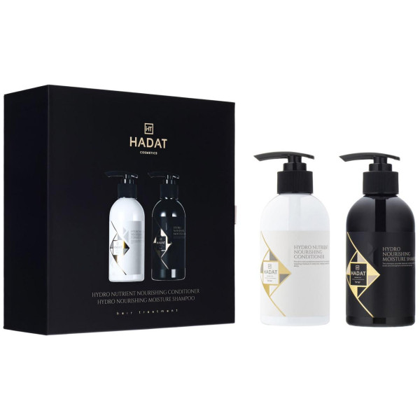 Hadat Cosmetics dāvanu kastīte Hydro Nourishing Moisture Shampoo un Nutrient Nourishing Conditioner matu kopšanas komplekts