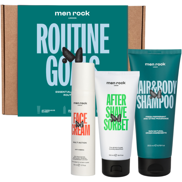 Men Rock ROUTINE GOALS Essential Grooming Routine Kit Matu un ādas kopšanas līdzekļu komplekts vīriešiem, 1 gab.