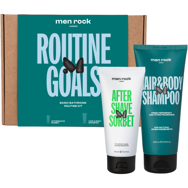 Men Rock ROUTINE GOALS Basic Grooming Routine Kit Matu un ādas kopšanas līdzekļu komplekts vīriešiem, 1 gab.