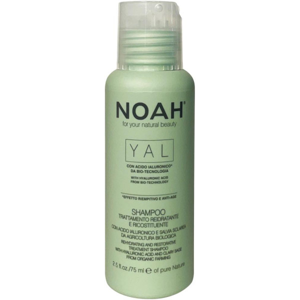 Noah YAL Rehydrating & Restorative Treatment Shampoo Atjaunojošs mitrinošs šampūns ar hialuronskābi un salviju, 75 ml 