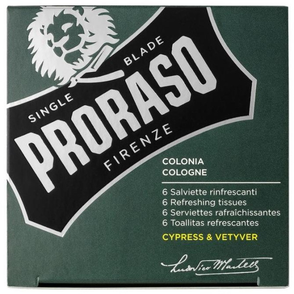 Proraso Cypress & Vetyver Refreshing Tissues Atsvaidzinošas salvetes, 6 gab.