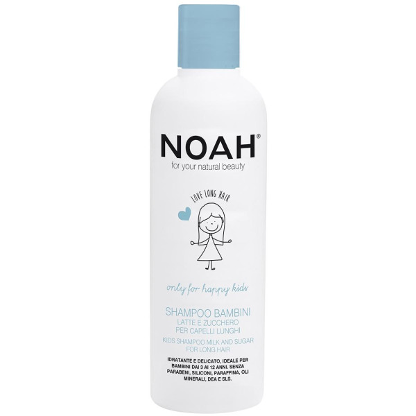 Noah Kids Shampoo Milk And Sugar For Long Hair Bērnu šampūns ar pienu un cukuru gariem matiem, 250 ml