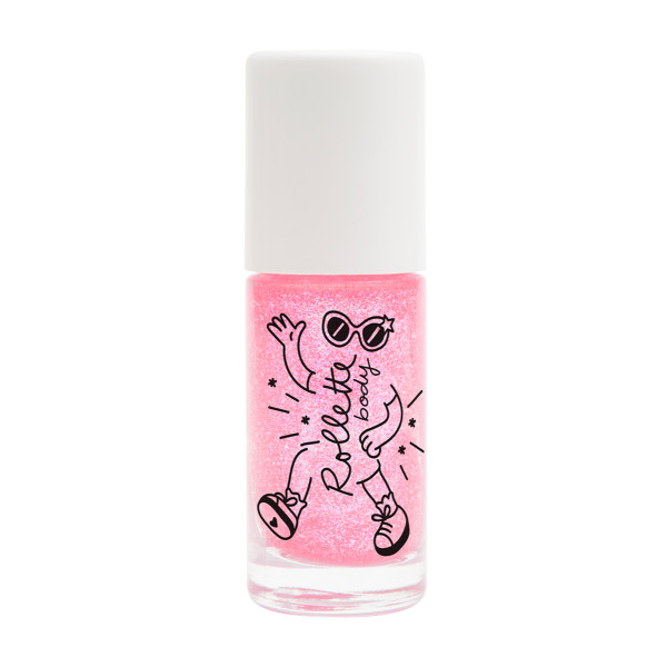 Nailmatic KIDS Glitter ķermeņa želeja Rollette Raspberry Uzklājams ķermeņa mirdzums, 20 ml