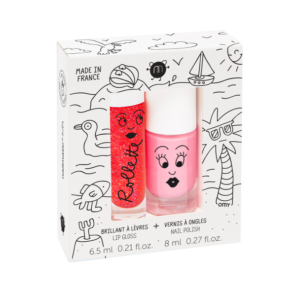 Nailmatic KIDS HOLIDAYS Rollette Nail Polish Duo komplekts Nagu lakas un lūpu spīduma komplekts, 1gab.