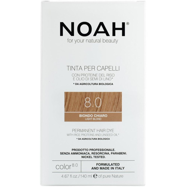 Noah Permanent Hair Dye 8.0 Light Blond Ilgtermiņa matu krāsa, 140 ml