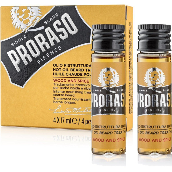 Proraso Wood & Spice Hot Oil Beard Treatment Karstā eļļa bārdas kopšanai, 4x17 ml