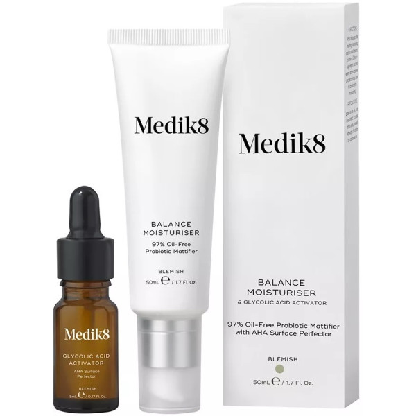 Medik8 Balance Moisturizer sejas krēms 50 ml un glikolskābes aktivators, 10 ml