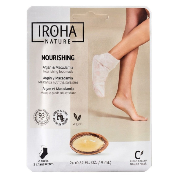 Profesionāla pēdu maska Iroha Professional Foot Socks Mask Argan & Macadamia ar argana un makadāmijas eļļām, 1 pāris