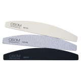 Osom Professional Emery Half Moon Shape Nail Files komplekts, 3 gab.