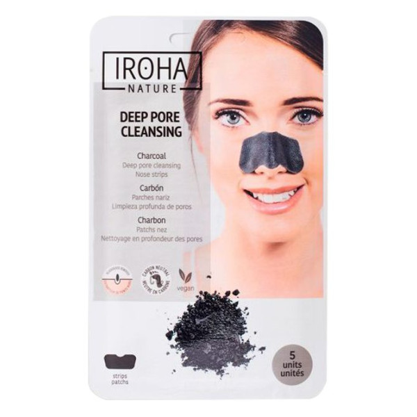 Dziļi attīrošas deguna sloksnes Iroha Nature Deep Pore Cleansing Nose Strips SIN0, ar kokogli, 5 gab.