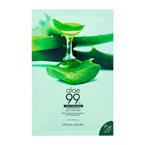 Holika Holika Aloe 99% Soothing Gel Jelly Mask Sheet nomierinoša sejas ādas lokšņu sejas maska ar alveju, 23 ml