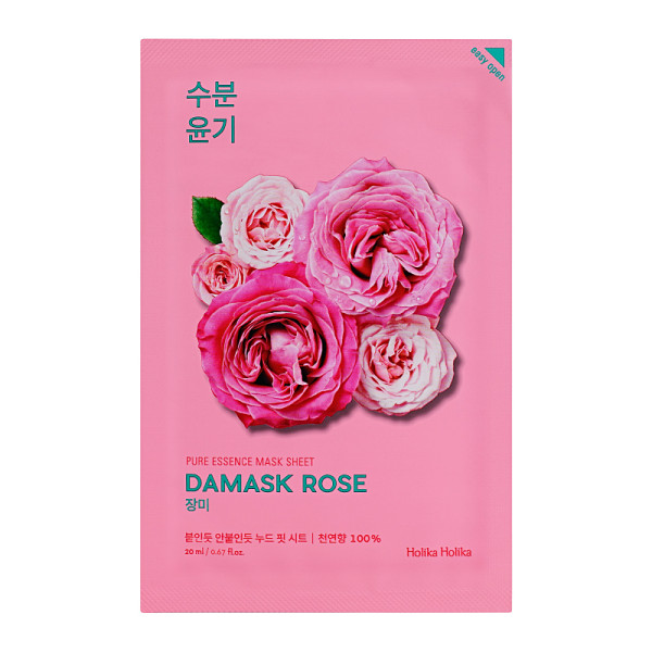 Holika Holika Pure Essence Mask Sheet - Damask Rose lokšņu sejas maska ar rožu eļļu, 20 ml