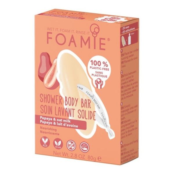 Cietais ķermeņa mazgāšanas līdzeklis Foamie 2 in 1 Body Bar Oat to Be Smooth, mitrinošs, ar papaiju un auzu pienu