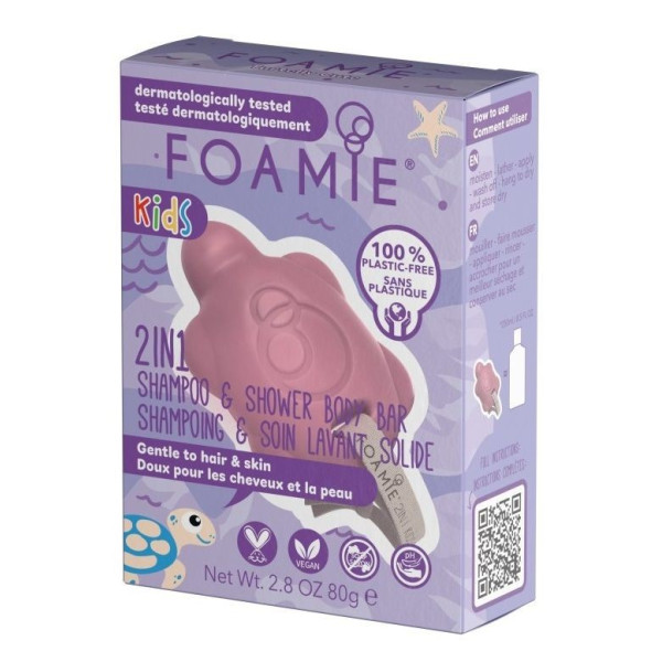 Foamie Kids 2 in 1 dušas ķermeņa bārs bērniem Turtelly Cute, piemērots ādai un matiem