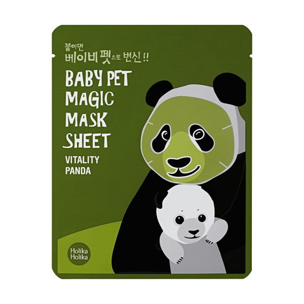 Lokšņu sejas maska Holika Holika Baby Pet Magic Mask Sheet (Panda), piešķir sejas ādai vitalitāti, 22 ml