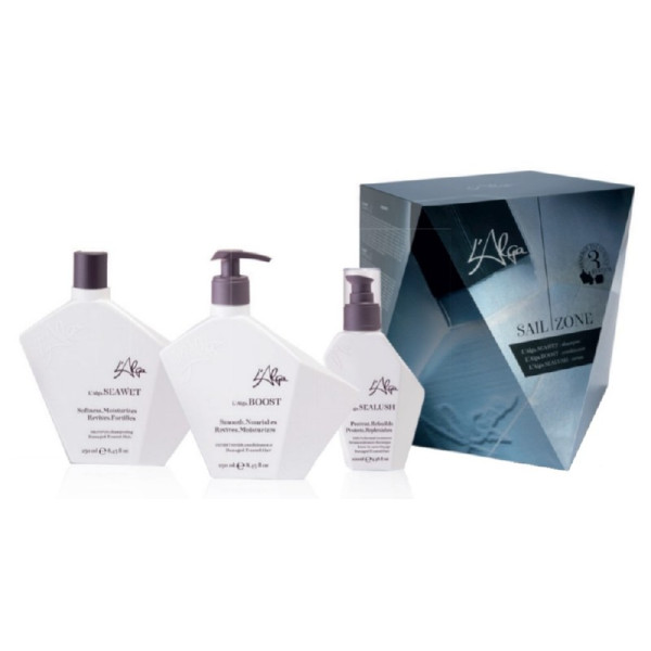 L'Alga Sailzone Kit matu kopšanas komplekts: šampūns, 250 ml, kondicionieris, 250 ml, matu serums, 100 ml