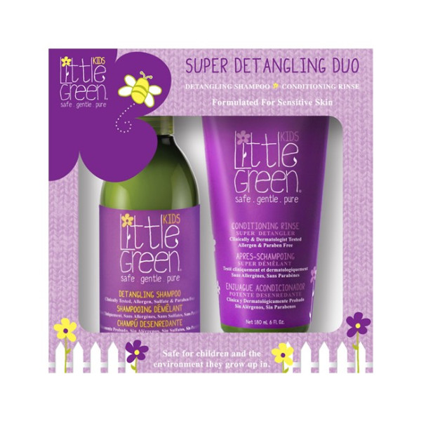 Little Green Kids Super Detangling Duo komplekts matu kopšanai bērniem: matu šampūns, 240 ml un matu kondicionieris, 180 ml