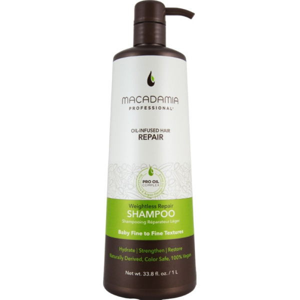 Macadamia Weightless Repair Shampoo, bezsvara mitrinošs šampūns, 1000 ml