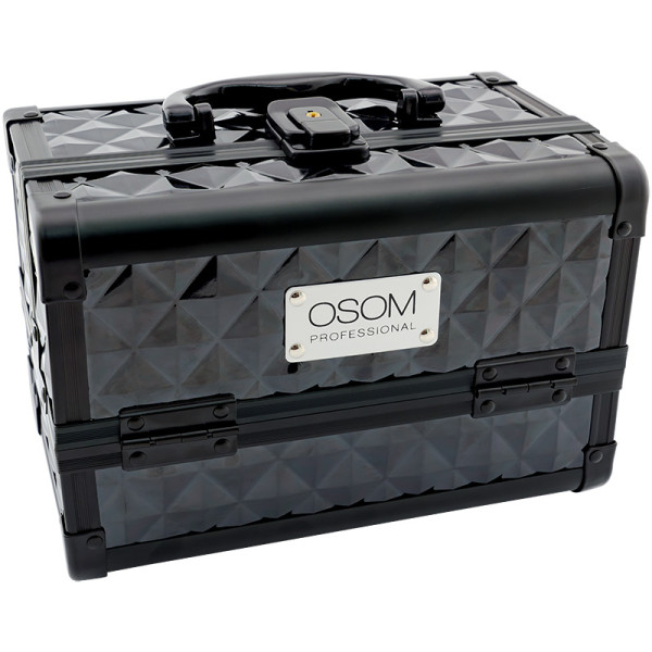 OSOM Professional Osom DB-096S plastmasas čemodāns ar alumīnija apdari, melns