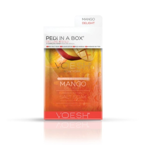 Pēdu procedūra Voesh Pedi In A Box 4 in 1 Mango Delight, ar mango ekstraktiem, baro kāju ādu