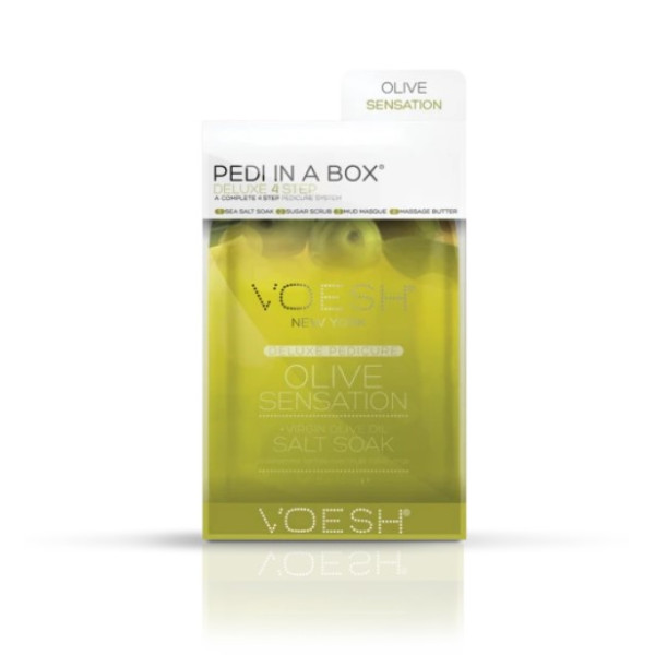 Kāju procedūra Voesh Pedi In A Box 4 in 1 Olive Sensation, ar olīvu ekstraktiem, baro kāju ādu