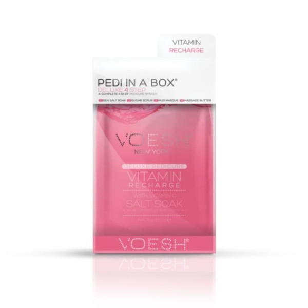 Kāju procedūra Voesh Pedi In A Box 4 in 1 Vitamin Recharge, ar C vitamīnu, atjauno pēdu ādu