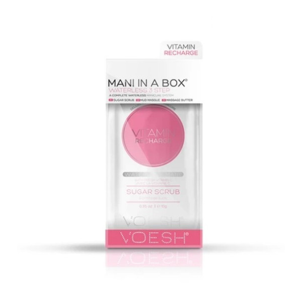 Roku procedūra Voesh Waterless Mani In A Box 3 in 1 Vitamin Recharge, lieto bez ūdens, ar C vitamīna ekstraktiem, atjauno roku ādu