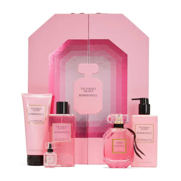 Victoria's Secret Bombshell ūdens komplekts sievietēm (EDP, 100 ml + EDP, 7,5 ml + dušas želeja, 200 ml + ķermeņa aerosols, 250 ml + ķermeņa losjons, 250 ml)