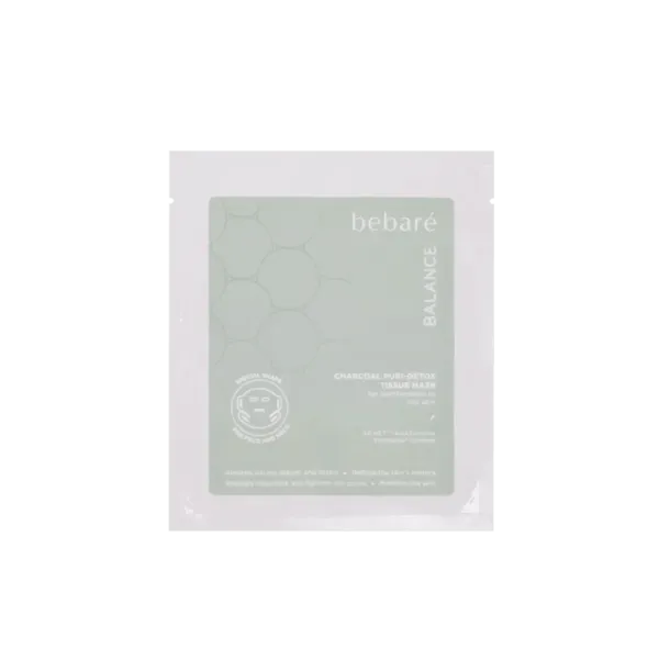 Bebaré Balance Charcoal Puri-Detox Tissue Mask detoksikācijas ogļu lokšņu maska, 23 ml