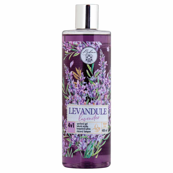 Bohemia Gifts Lavender - Dušas želeja, šampūns, vannas putas un ziepes 4 in 1, 400 ml