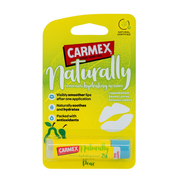 Carmex Naturally Lip Balm Pear mitrinošs lūpu balzams ar bumbieru garšu, 4,25 g