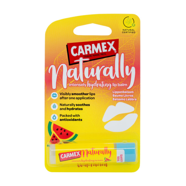 Carmex Naturally Lip Balm Watermelon mitrinošs lūpu balzams ar arbūza garšu, 4,25 g