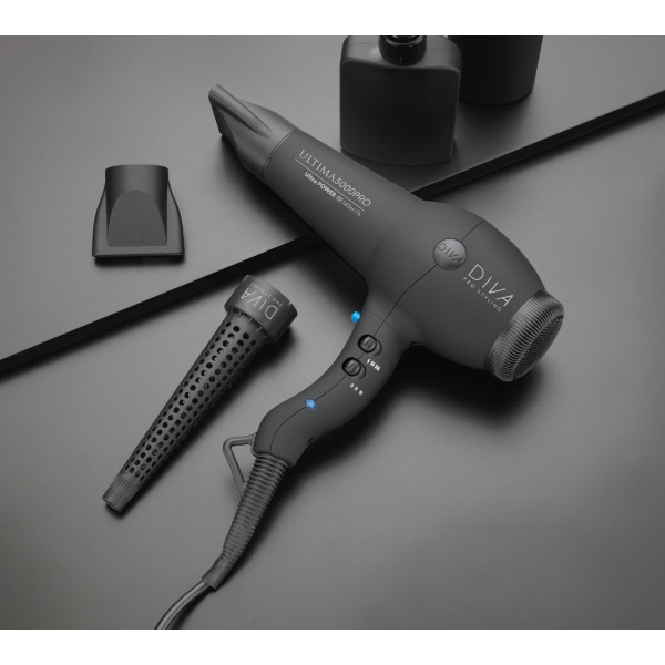 Diva Pro Styling Ultima 5000 Pro Hair Dryer Melns matu žāvētājs, melnā krāsā