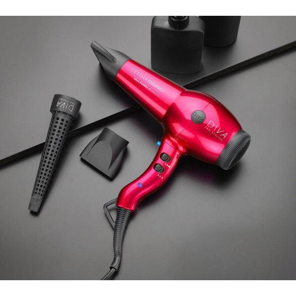 Diva Pro Styling Ultima 5000 Pro Hair Dryer Sarkans matu žāvētājs, sarkanā krāsā