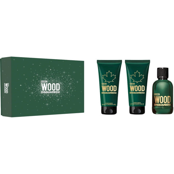 Dsquared2 Green Wood komplekts vīriešiem (EDT, 100 ml + dušas želeja, 100 ml + balzams pēc skūšanās, 100 ml)