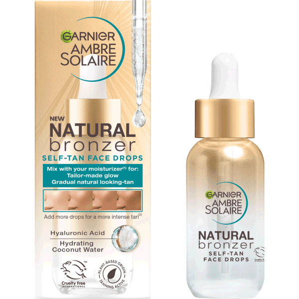 Garnier Ambre Solaire Natural Bronzer Self-Tan Face Drops Pašiedeguma sejas pilieni, 30 ml