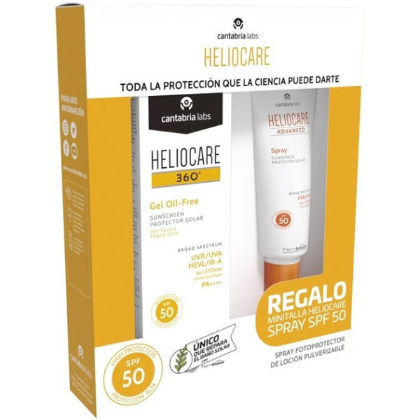 Heliocare 360º ķermeņa kopšanas komplekts (aizsarggels SPF 50, 50 ml + aizsargājošs aerosols SPF 50, 75 ml)