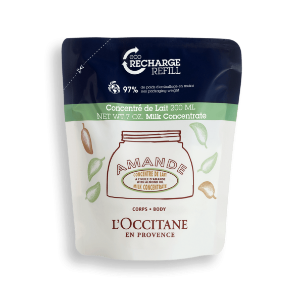 L'Occitane mandeļu piena koncentrāta uzpilde mandeļu ķermeņa krēma uzpilde, 200 ml