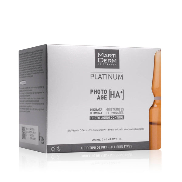 Martiderm Platinum Photo-Age Ampules sejas ampulas pret fotonovecošanos ar hialuronskābi, 30 x 2 ml 