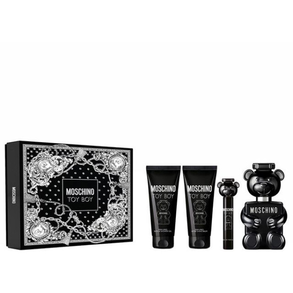 Moschino Toy Boy komplekts vīriešiem (EDP, 100 ml + dušas želeja, 100 ml + balzams pēc skūšanās, 100 ml + EDP, 10 ml)