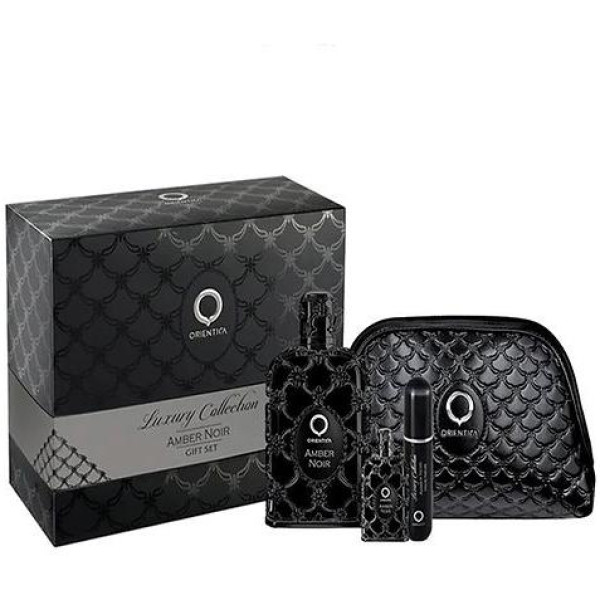 Orientica Luxury Collection Amber Noir komplekts unisex (EDP, 80 ml + EDP, 7,5 ml + uzpildes pudele + kosmētika)