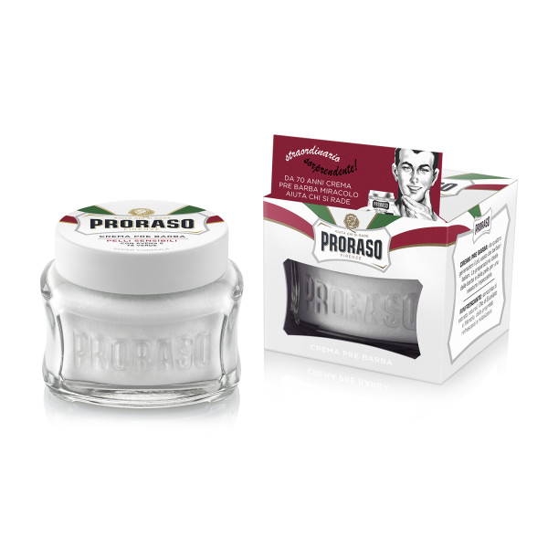 Proraso White Line Pre-Shaving Cream Krēms jutīgai ādai pirms skūšanās, 100 ml