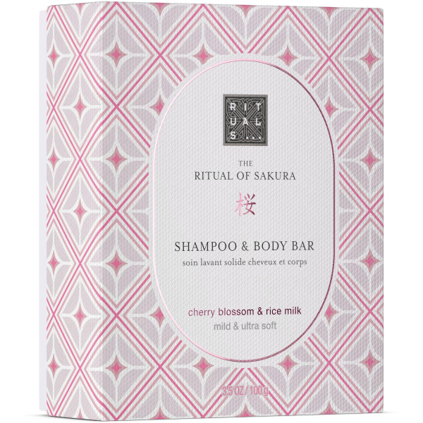 Rituals The Ritual of Sakura Shampoo & Body Bar cietais šampūns un ķermeņa mazgāšanas līdzeklis, 100 g